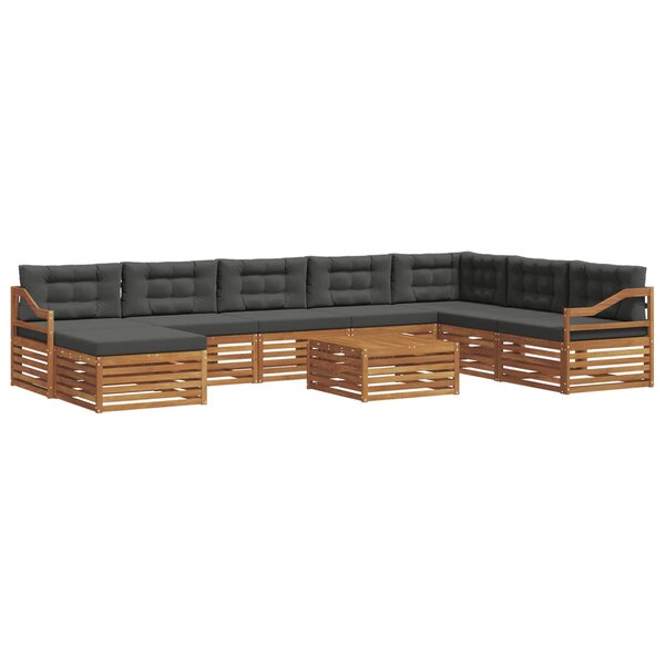 vidaXL Ensemble de canapés d'extérieur 9 pc Naturel et Anthracite