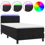 vidaXL Sommier à lattes de lit avec matelas LED Noir 90x190 cm Velours