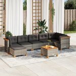 vidaXL Salon de jardin 8 Pièces avec coussins gris résine tressée
