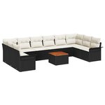 vidaXL Ensemble de canapé de jardin avec coussin 11 Pièces Noir et Crème
