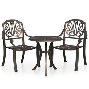 vidaXL Ensemble de bistro 3 Pièces Aluminium coulé Bronze