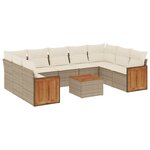 vidaXL Salon de jardin avec coussins 10 Pièces beige résine tressée