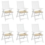 vidaXL Coussins de chaise jardin lot de 6 beige 50x50x4cm tissu oxford