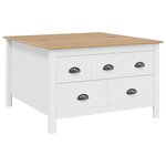 vidaXL Table basse HILL Blanc et marron miel 79 5 x 79 5 x 49 cm