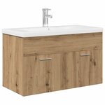 vidaXL Meuble lavabo avec bassin et robinet intégrés chêne artisanal
