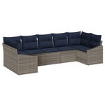 vidaXL Ensemble de canapé de jardin 7 Pièces Gris et bleu marine