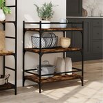 vidaXL Chariot de cuisine chêne fumé 65x40x86 5 cm bois d'ingénierie