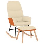 vidaXL Chaise à bascule avec tabouret Blanc crème Tissu