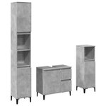 vidaXL Ensemble de meubles de salle de bain 3 Pièces gris béton