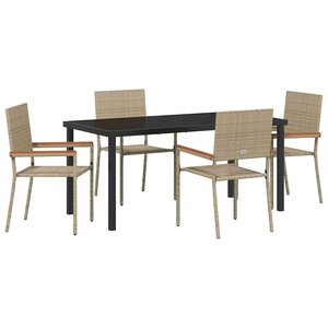 vidaXL Ensemble de salle à manger pour jardin 5 Pièces Beige Poly rotin