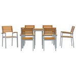 vidaXL Ensemble de repas jardin 7 pièces en bois d'acacia et métal
