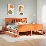 vidaXL Lit bibliothèque sans matelas cire marron 200x200 cm pin massif