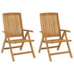 vidaXL Chaises de jardin inclinables lot de 2 et coussins teck massif
