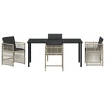 vidaXL Ensemble de salle à manger de jardin 5 pièces avec coussins Gris clair Poly Rattan