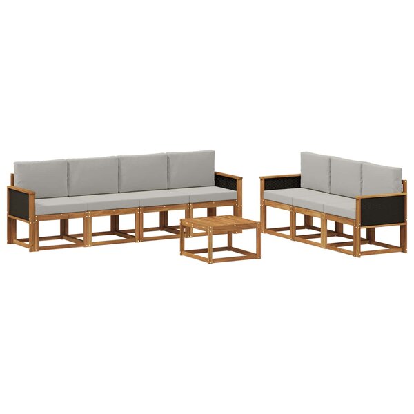 vidaXL Ensemble de canapés d'extérieur 7 pc Naturel et gris clair