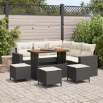 Ensemble de Canapé de Jardin de 9 Pièces avec Coussins en Rattan Poly Noir