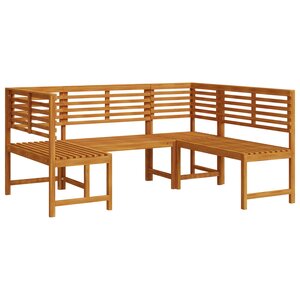 Set de banc de jardin 3 pièces en bois massif d'acacia vidaXL