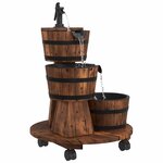 vidaXL Fontaine à eau sur roues pompe 55x55x80 cm bois de sapin massif