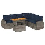 vidaXL Salon de jardin avec coussins 7 Pièces gris résine tressée