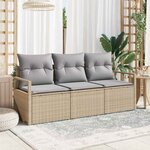 vidaXL Ensemble de canapé de jardin 3 Pièces Beige et Gris clair