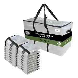 Pack and Move - Lot 16 Grands Sacs Déménagement Transparent Recyclé - Rangement Et Transport Ultra Résistant - Réutilisable - Poignées Solides - 100L
