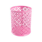 Pot a crayons q-connect motif metallique hauteur 100 mm     diametre 80mm coloris rose