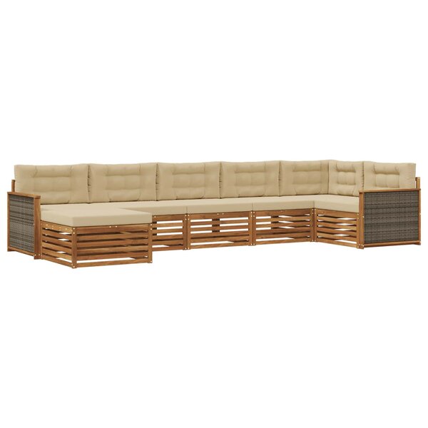 vidaXL Ensemble de canapés d'extérieur 7 pc Naturel et Beige