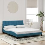 vidaXL Cadre de lit sans matelas Hanko bleu 160x200 cm velours