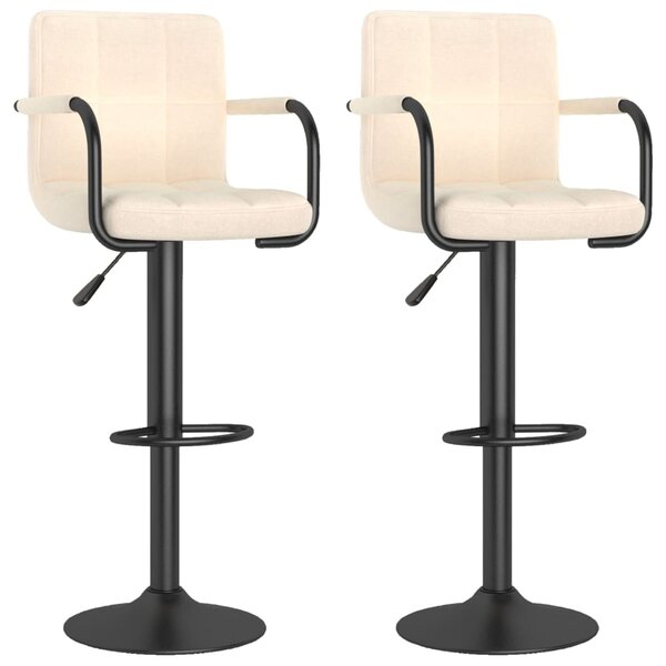 vidaXL Tabourets de bar lot de 2 crème tissu