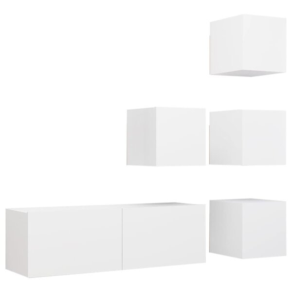 vidaXL Ensemble de meuble TV 5 Pièces Blanc Bois d'ingénierie