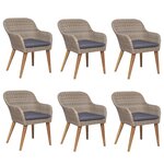 vidaXL Ensemble à manger de jardin et coussins 7 Pièces Marron