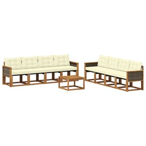 vidaXL Ensemble de canapés d'extérieur 9 pc Naturel et Crème