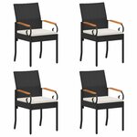 vidaXL Chaises de jardin 4 pc Noir et blanc crème