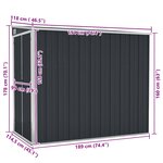 vidaXL Abri de jardin mural Anthracite 118x194x178 cm Acier