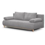 Banquette convertible 3 places MIKA - Velours côtelé gris clair - Coffre de rangement - 192 x 84 x 93 cm
