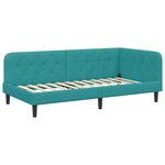 vidaXL Cadre de lit d'angle Turquoise 90 x 190 cm Velours