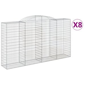 vidaXL Paniers à gabions arqués 8 Pièces 300x50x160/180 cm fer galvanisé