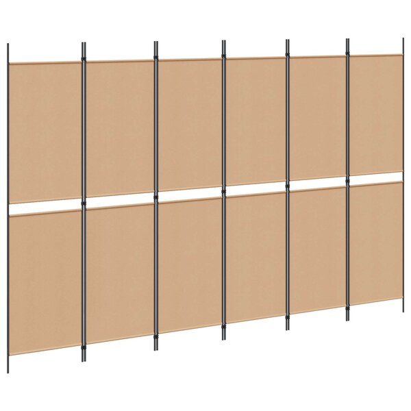 vidaXL Paravent à 6 panneaux Beige 300 x 200 cm Tissu