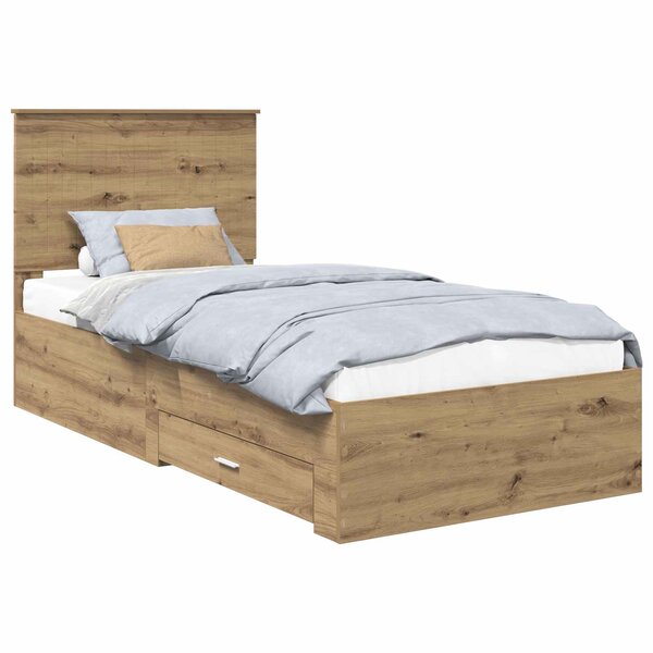 vidaXL Cadre de lit Chêne artisanal 90 x 190 cm Bois d'ingénierie