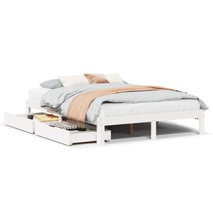 vidaXL Cadre de lit avec tiroirs sans matelas blanc 140x200 cm
