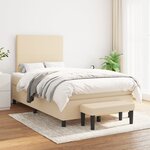vidaXL Sommier à lattes de lit avec matelas crème 120x190 cm tissu