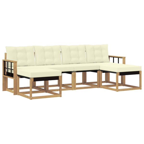 vidaXL Ensemble de canapés d'extérieur 6 pc Blanc et crème
