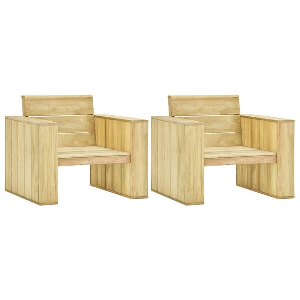 vidaXL Chaises de jardin lot de 2 89x76x76 cm Bois de pin imprégné