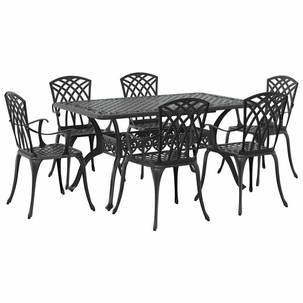 vidaXL Ensemble de salle à manger pour jardin 7 Pièces Noir Aluminium