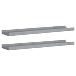 vidaXL Étagères à rebord pour cadre photo 2 Pièces Gris 60x9x3 cm MDF