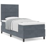 Lit à ressorts vidaXL avec matelas gris foncé 100x200 cm en velours