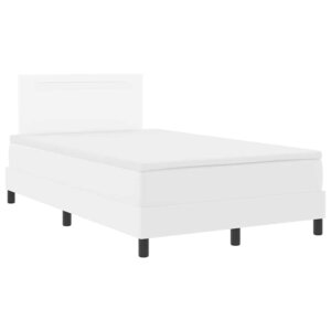 vidaXL Lit à ressorts avec matelas blanc  petit double  simili cuir.
