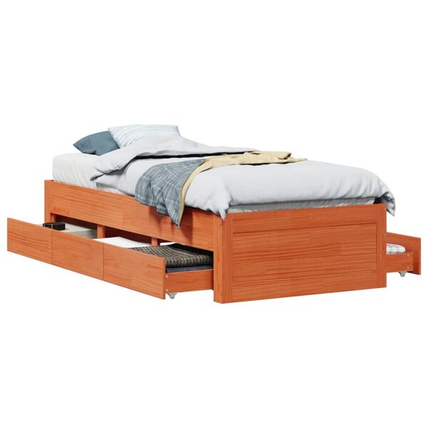vidaXL Cadre de lit sans matelas avec tiroirs 90x200cm bois pin massif