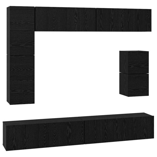 vidaXL Ensemble meuble TV 8 Pièces Chêne noir Bois d'ingénierie