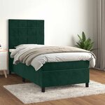 vidaXL Sommier à lattes de lit avec matelas Vert foncé 90x200 cm